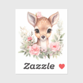 Cerf fleurs aquarelle sublimation シール