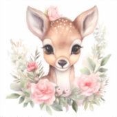 Cerf fleurs aquarelle sublimation シール (正面)