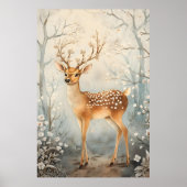 cerf majestueux dans un paysage hivernal serein.  ポスター (正面)