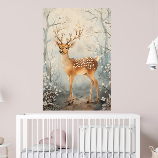 cerf majestueux dans un paysage hivernal serein.  ポスター (子ども部屋2)