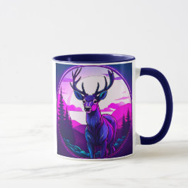 Cerf majestueux en paysage néon. マグカップ
