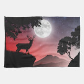 Cerf sous la lune rouge キッチンタオル (横)