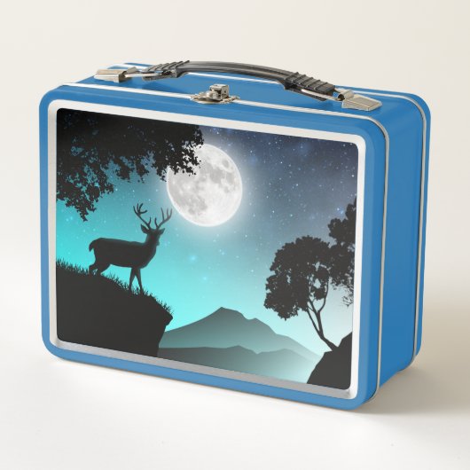 Cerf sous la lune turquoise メタルランチボックス (正面)