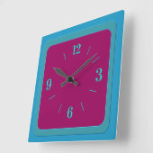 Ceriseセンター縁ど付き大気ブルーグリーン スクエア壁時計 (傾斜)