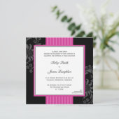 Ceriseピンク及び黒いバンド結婚式招待状 招待状 (スタンド正面)