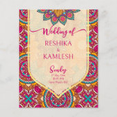 Cerise mandala rangoliの結婚予算招待状 (正面)