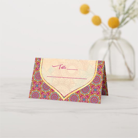 Cerise mandala rangolimhndiテーブル座席表 プレイスカード (正面)