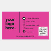 CERISE PINK QRコードビジネスカードロゴの作成 長方形シール (正面)