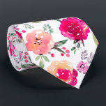 Cerise Pink Watercolor Floral Wedding ネクタイ<br><div class="desc">Men's tie features watercolor floral design in shades of pale pink,  cerise pink,  fuchsia pink to marsala pink on a white background. MORE ITEMS in our store.</div>