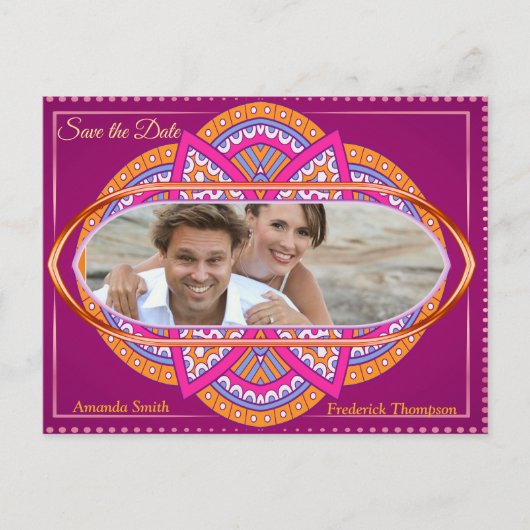 Cerise Pinksのマンダラと加工の繰り返しパターン 案内ポストカード (正面)