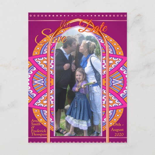 Cerise Pinksのマンダラと加工の繰り返しパターン 案内ポストカード (正面)