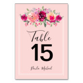 Cerise Water Color花 |ピンクテーブル番号 テーブルナンバー (裏面)