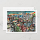 Cerro Concepción de noche (Acuarela). ポストカード (正面/裏面)