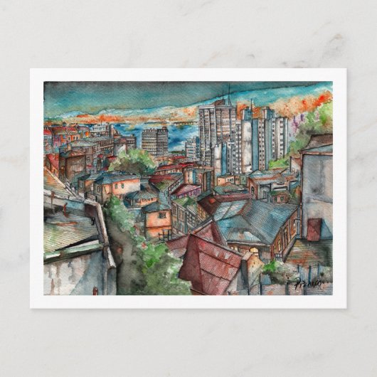 Cerro Concepción de noche (Acuarela). ポストカード (正面)