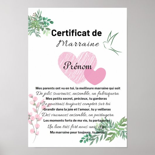 Certificat de Marraine ポスター (正面)