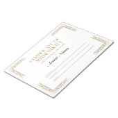 Certificate of パーソナライズされた Authenticity Notepad ノートパッド (アングル)