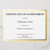 Certificate of Achievement Black White & Gold Card 箔シーズンカード (正面)