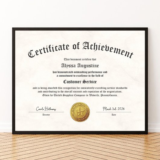 Certificate of Achievement Print ポスター