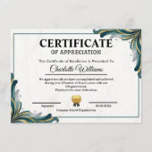 Certificate of Appreciation Editable Award Templat エンクロージャーカード (正面)