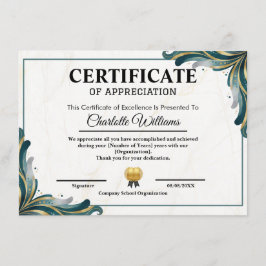 Certificate of Appreciation Editable Award Templat エンクロージャーカード
