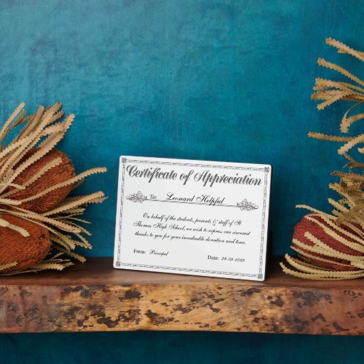 Certificate of Appreciation Personalized Award フォトプラーク (側面)