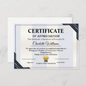 Certificate of Appreciation  Professional Award エンクロージャーカード (正面/裏面)