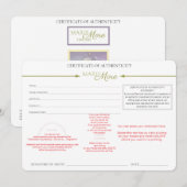 Certificate of Authenticity  招待状 (正面/裏面)