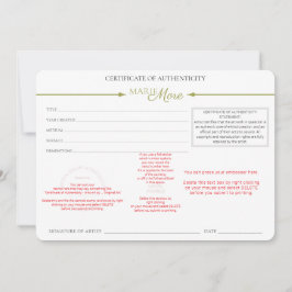 Certificate of Authenticity  招待状