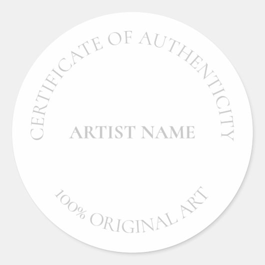 Certificate of Authenticity Artカスタマイズ可能クラス ラウンドシール (正面)