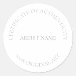 Certificate of Authenticity Artカスタマイズ可能クラス ラウンドシール