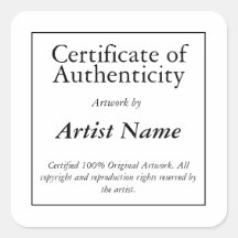 Certificate of Authenticity Artステッカー