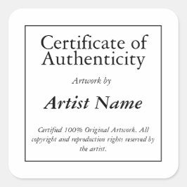 Certificate of Authenticity Artステッカー スクエアシール