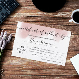 Certificate of Authenticity Artwork by