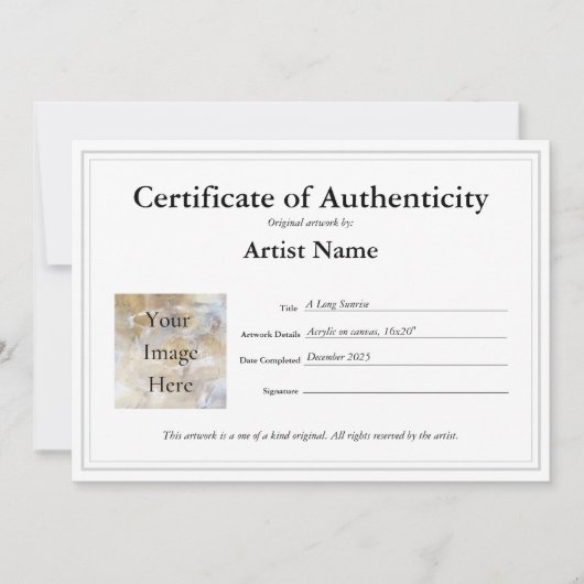 Certificate of Authenticity Fillテンプレート サンキューカード (正面)