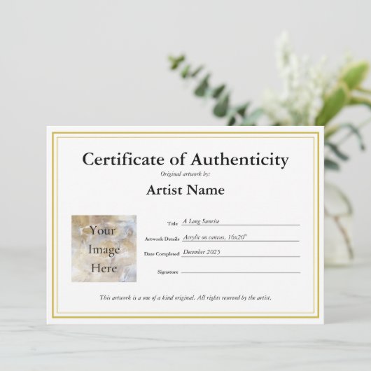 Certificate of Authenticity Fillテンプレート サンキューカード (スタンド正面)