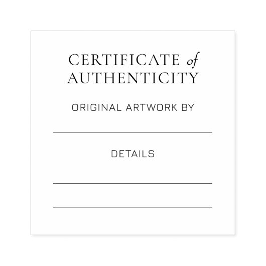 Certificate of Authenticity Fill In ラバースタンプ (インプリント)
