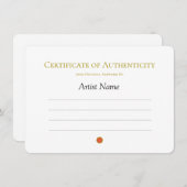 Certificate of Authenticity for Art, Sold Red Dot  招待状 (正面/裏面)