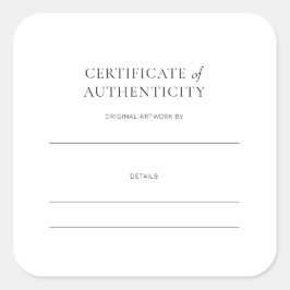 Certificate of Authenticity for Artwork スクエアシール