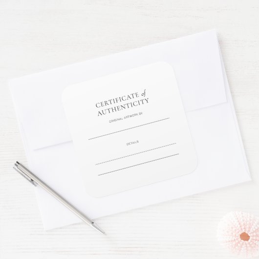 Certificate of Authenticity for Artwork スクエアシール (封筒)