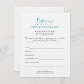 Certificate of Authenticity For Artwork 招待状 (正面/裏面)