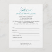 Certificate of Authenticity For Artwork 招待状 (正面)