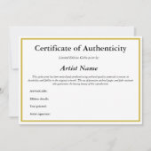 Certificate of Authenticity Gicleeプリント シーズンカード (正面)