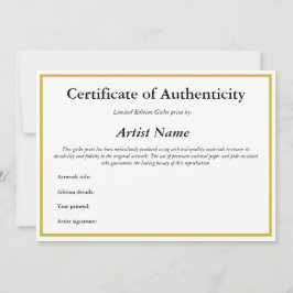 Certificate of Authenticity Gicleeプリント シーズンカード