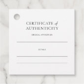 Certificate of Authenticity Hangtag フェイバータグ (正面)