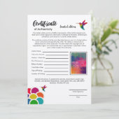 Certificate of Authenticity Limited Editionプリント カード (スタンド正面)