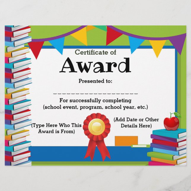Certificate of Award Customizable Kids 8.5x11 (正面)