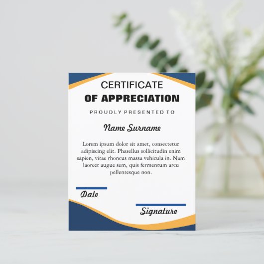 Certificate of Completion & APPRECIATION Template (スタンド正面)