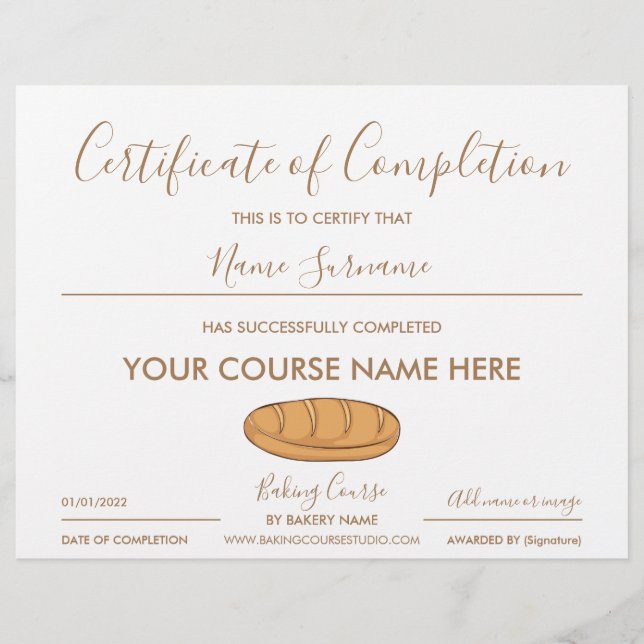 certificate of completion bread baking (正面)