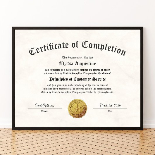 Certificate of Completion Print ポスター