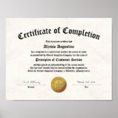 Certificate of Completion Print ポスター (正面)